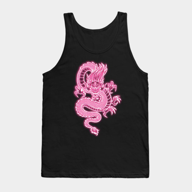 Light Pink Neon Glow Traditional Chinese Dragon Tank Top by la chataigne qui vole ⭐⭐⭐⭐⭐